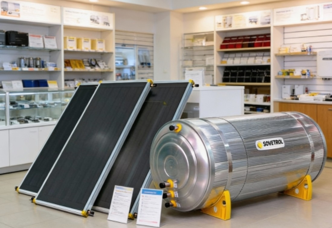 Aquecedor solar com placas coletoras e boiler